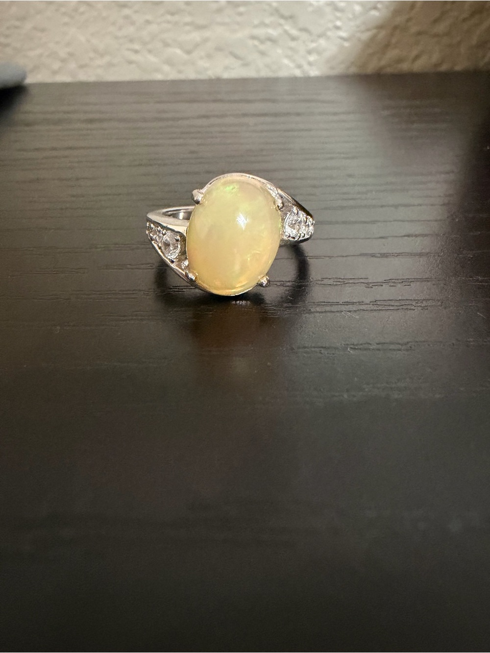 925 Sterling Silver Natural Opal Ring Accent Stones Size 8.5 Thailand CG